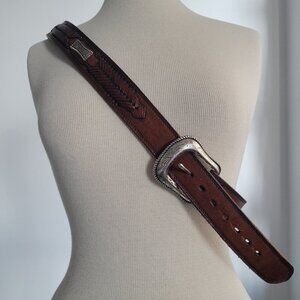 Western Style Braided Men’s Leather Belt – Made in Mexico